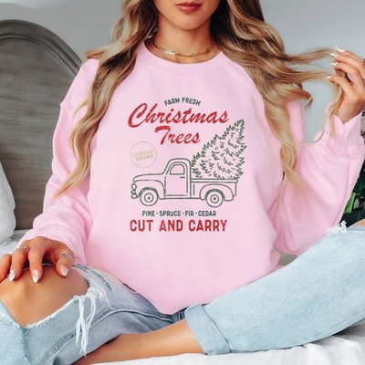 Weihnachtsbäume lokal angebaut Kiefer Fichte Tanne Zeder geschnitten und getragen Damen Pullover