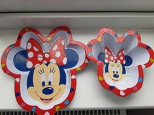 Disney Store Exclusive Minnie Mouse Shape Plastic Plate And Bowl