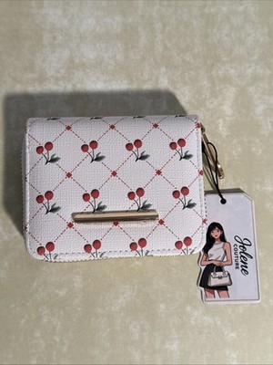 Jolene Couture Wallet White With Cherries and Gold Hardware NEW WITH TAGS