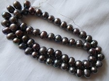 15 1/4" Strand 7mm Long Freshwater Pearls Potato SD Dark Peacock 30 DNG