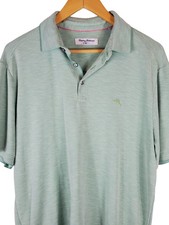 Tommy Bahama Men  s Large IslandZone Polo Shirt Seafoam Green Tencel Coolmax Golf