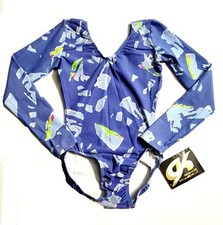 GK Elite VTG 90s Geometric Cotton LS Leotard Bodysuit Purple Size AS Adult S