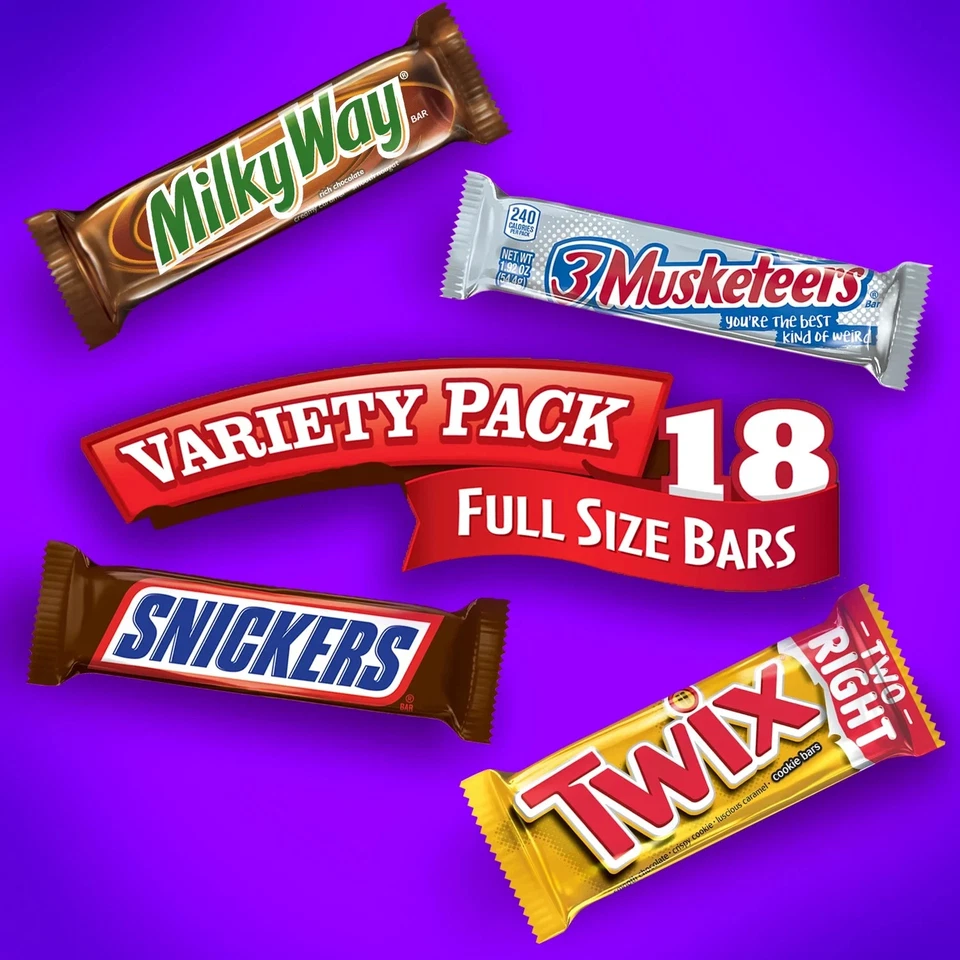 Variety Pack Full Size Chocolate Halloween Candy Bars 18 Bars Bulk Candy Box.. - Image 3 of 4