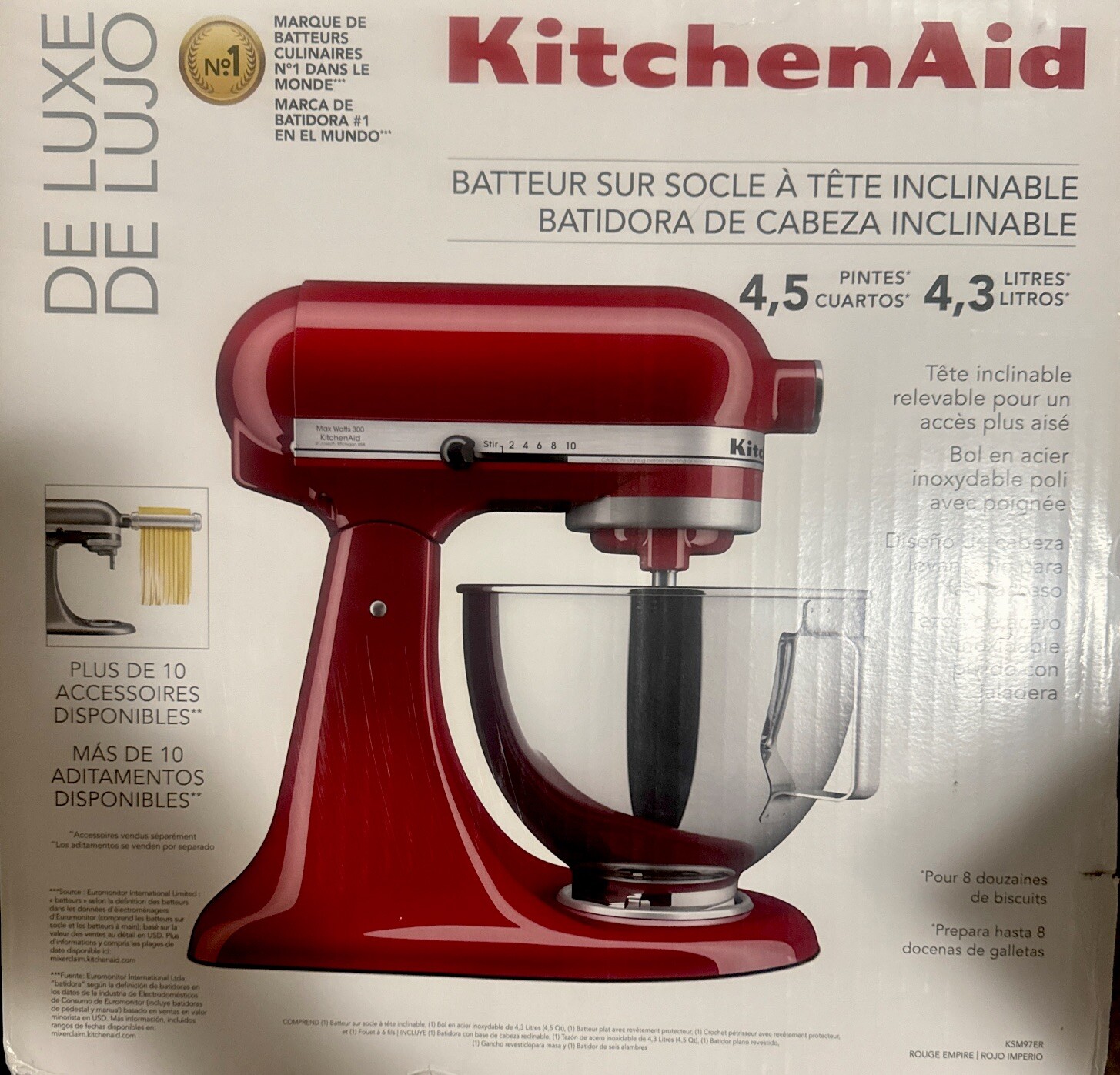 KitchenAid Deluxe 4.5 Quart TiltHead Stand Mixer Empire Red (KSM97ER