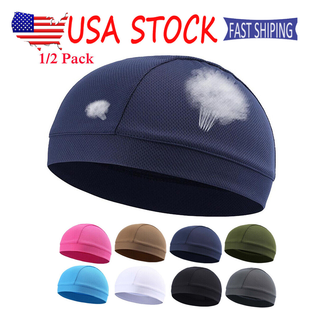 Beanie Hat Moisture Sweat Wicking Breathable Bald Dome Skull Cap Helmet Liner US-image
