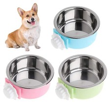 Crate Dog Bowl, Removable Stainless Steel Hanging Pet Cage Bowl Food Water ...