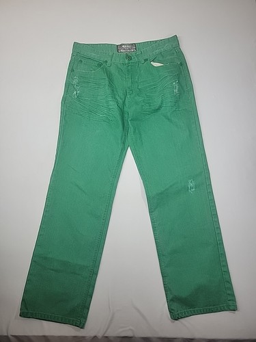 Smoke Rise Jeans Herren 34x32 Grün Distressed Destroyed 