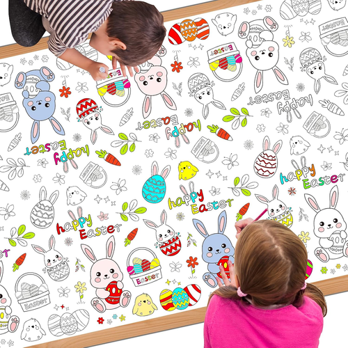 1 Pack Easter Coloring Tablecloth for Kids, Disposable Easter Tablecloths Colori - Picture 11 of 12