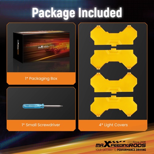 Square Light Cover for maXpeedingrods 3.5" LED Driving Lights Amber Snap-on - Picture 8 of 12