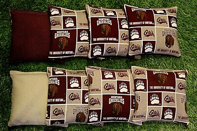 Cornhole Bean Bags Set of 8 ACA Regulation Bags MONTANA GRIZZLIES