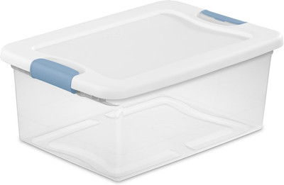 Sterilite 12-Pack Stackable Storage Bin with Lid, Clear Plastic Design, 15 Quart