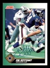 1991 Score Football #277 Jim Jeffcoat Signed Autograph (no COA)