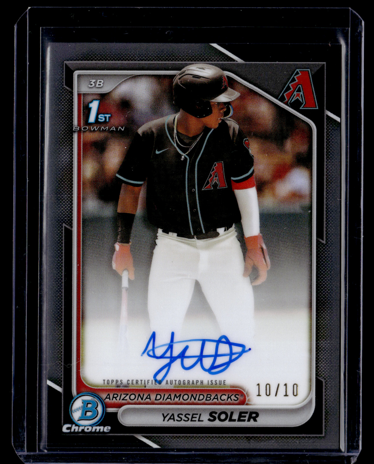 YASSEL SOLER 2024 Bowman Chrome 1st Autograph Black Refractor 10/10 DIAMONDBACKS