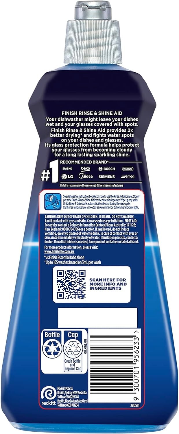 Finish Dishwashing Rinse Aid, Regular Liquid, 500Ml (Pack of 6) eBay