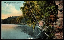 Postcard  View at Ellendale Springs, Mirror Lake, Delton, WI  Antique