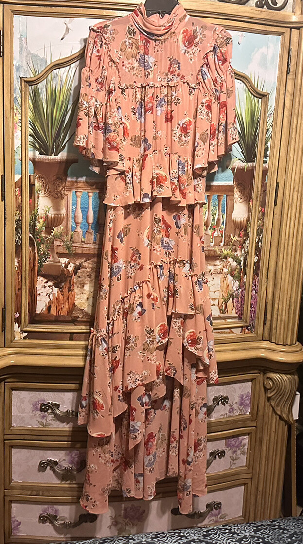cinq a sept pink floral dress Cinq A Sept Pink Floral Gown by Cinq A Sept
