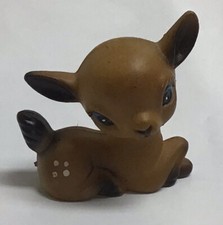 Vintage Fawn Celluloid Deer Reindeer Figurine Blue Eyes 2" Spots 1950's-1960's