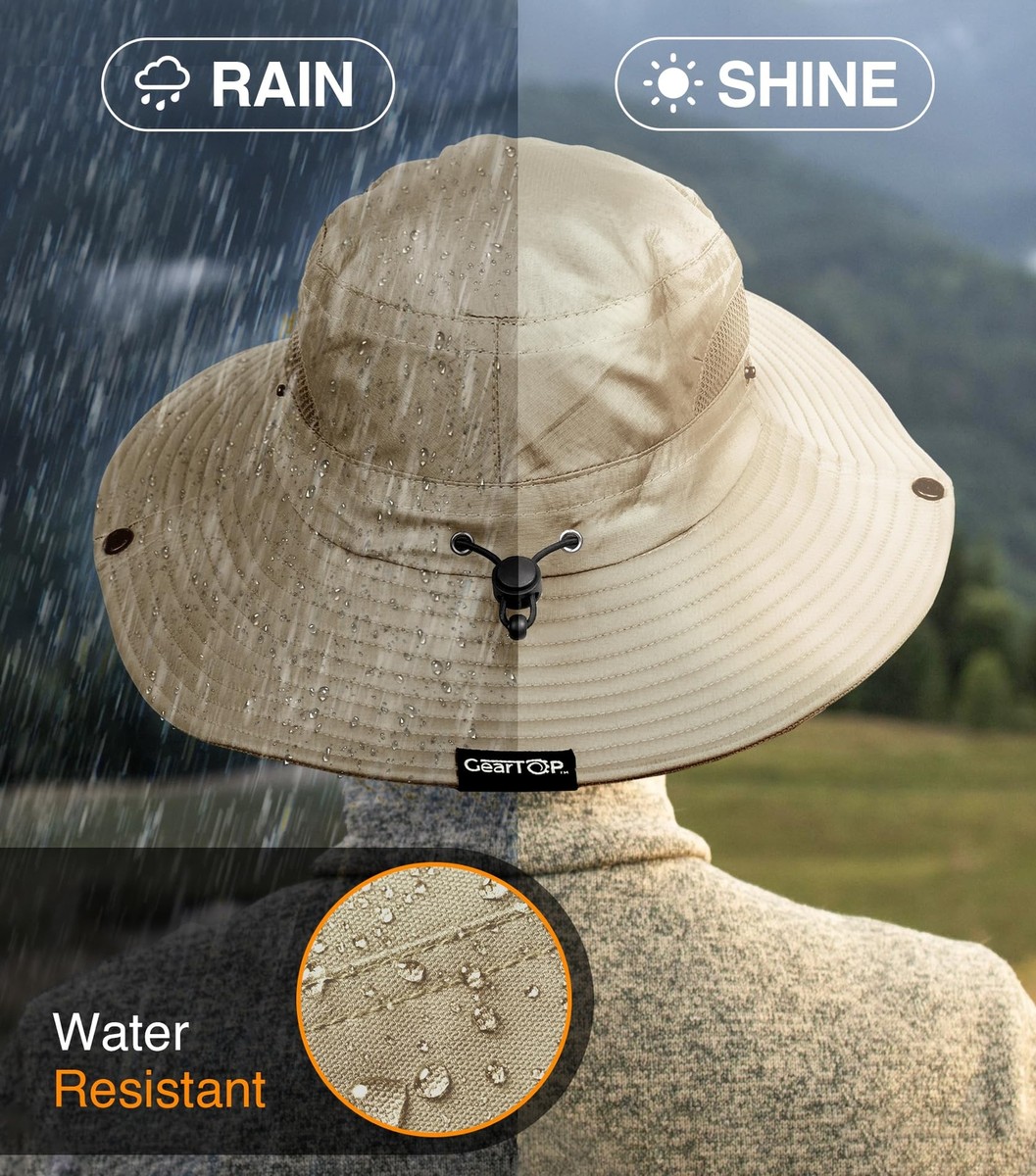Peicees UPF 50+ Sun Hat For Men & Women | Wide Brim Boonie/Fishing Hat (Khaki)