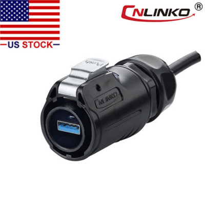 USB 3.0 Type A Circular Connector Male Plug Waterproof Outdoor IP67 w/20'' Cable