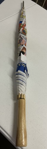 Arkansas Democrat Gazette Umbrella Comic Strips Wood Handle 100% Nylon