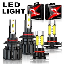 For GMC Sierra 1500 2014 2015 - 6000K 9012 LED Headlights + 5202 Fog Light Bulbs