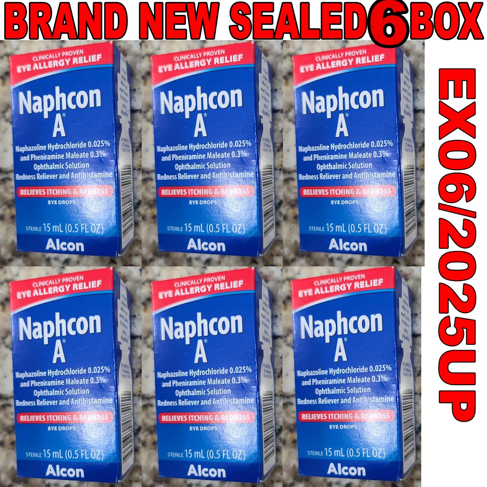 Naphcon A Allergy Relief Eye Drops Alcon Relieves Itching 15 mL EX07