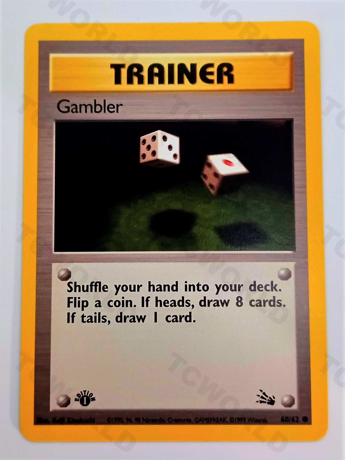 Pokémon Fossil 1st Edition 60/62 "Gambler" NMint-Mint