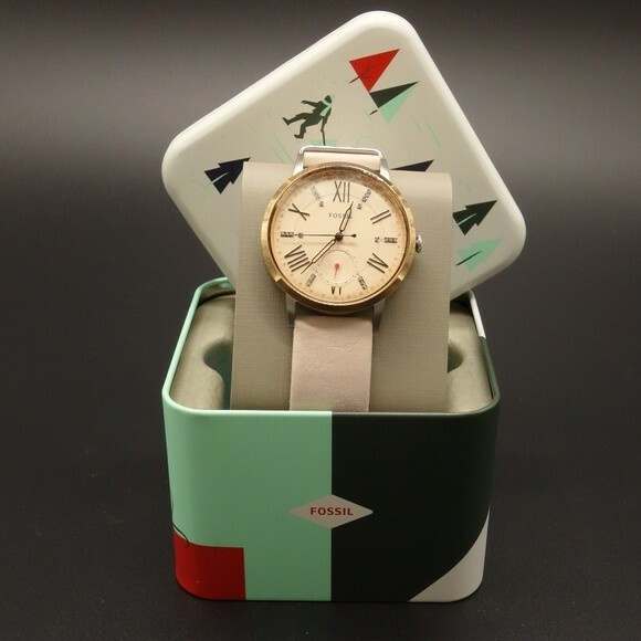 NEW FOSSIL Gazer Two Tone Silver Rose Gold-tone Women's Leather