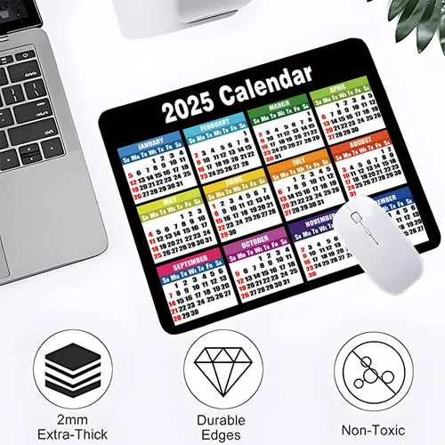 2025 Calendar Mouse Pad Non-Slip Rubber Computers Laptop Mouse Pads