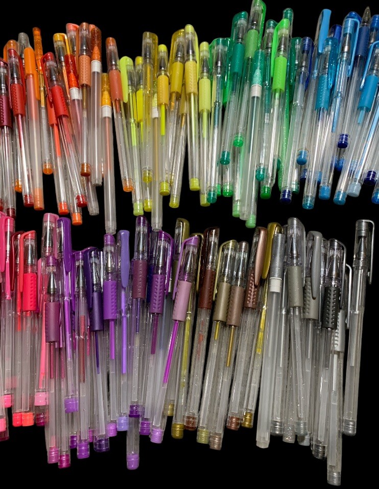 LOT 100+ of Diff Gel Pens And Glitter Gel Pen, Mixed Coloring Art Journaling
