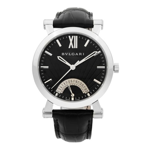 Bvlgari Sotirio Retrograde Steel Black Dial Automatic Mens Watch SB42SDR - Imagen 1 de 5