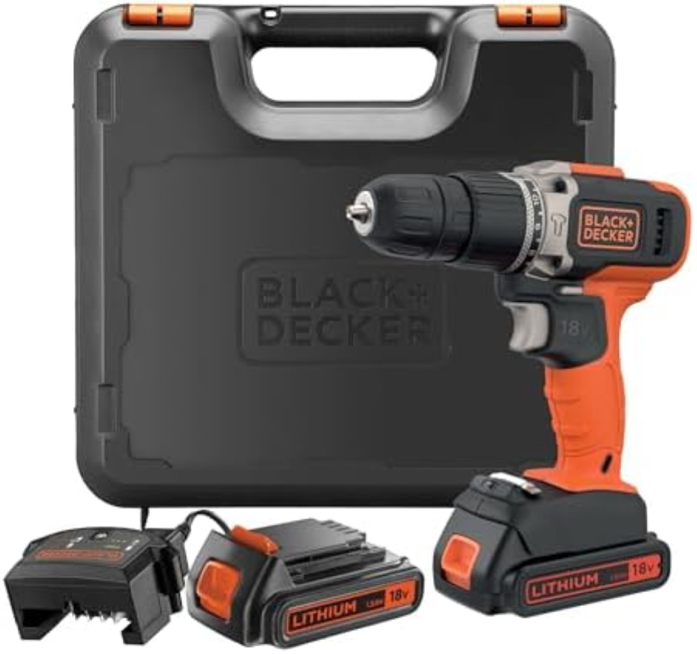 BLACK+DECKER Trapano avvitatore a batteria da 18 V, coppia massima 37 Nm, 10 pos