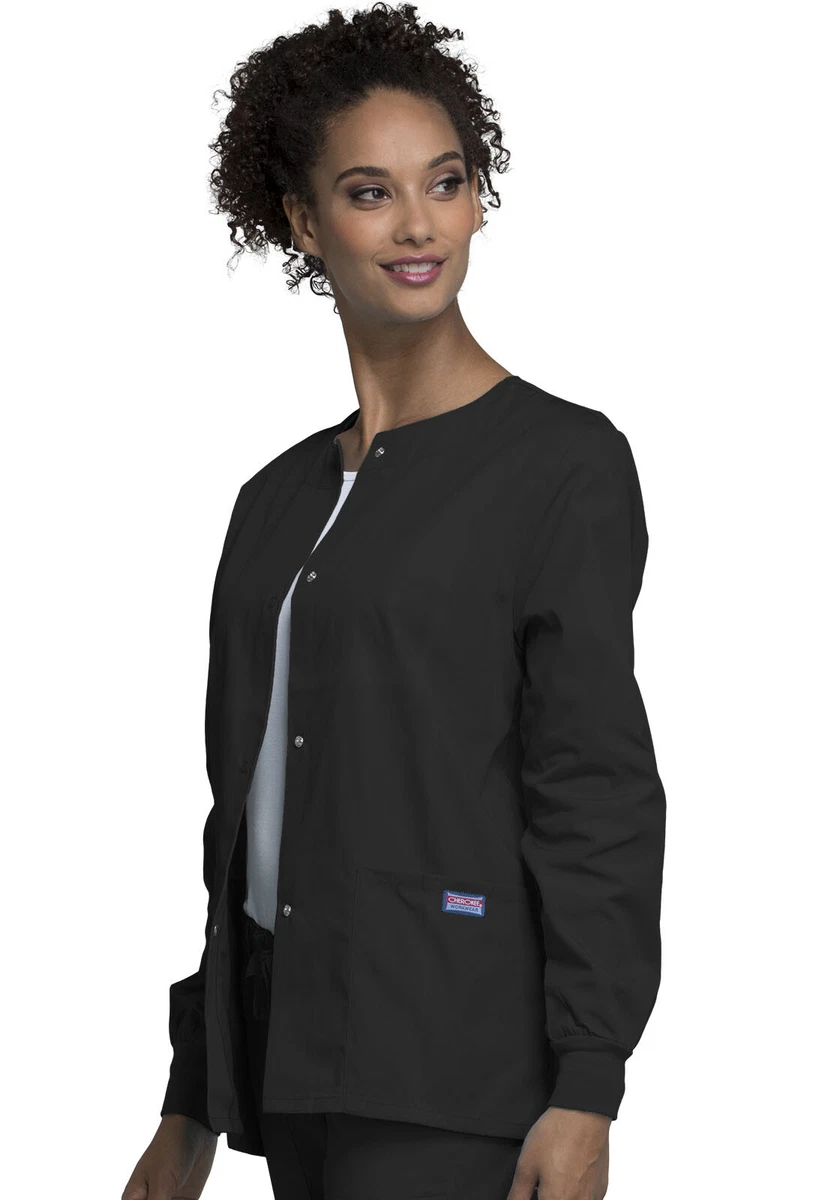 Chaqueta negra Cherokee Scrubs ropa de trabajo originales a presi n frontal 4350 negra