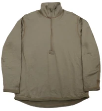 Small Regular - Tan 499 Waffle Grid Fleece Mid Weight Layer Jacket Thermal