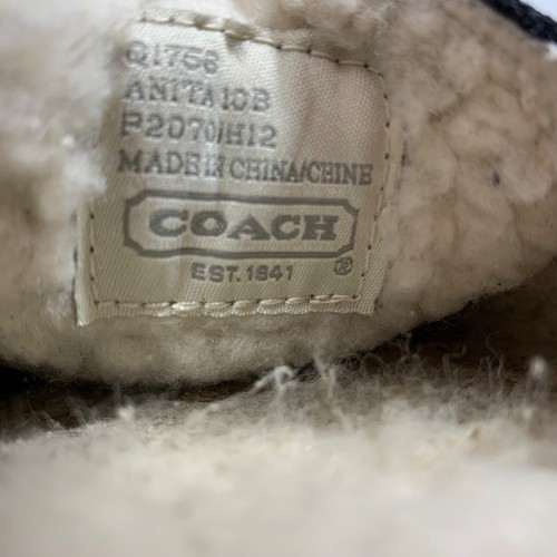 COACH Anita Black Suede Shearling-Lined Moccasin Slippers Tassels Womens SZ 10B - Picture 6 of 7