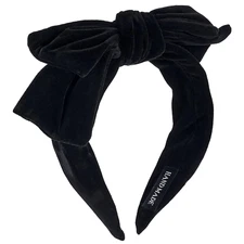 Headband for Women Velvet Bow Knotted Wide Headbands Yoga Thick Hair Black