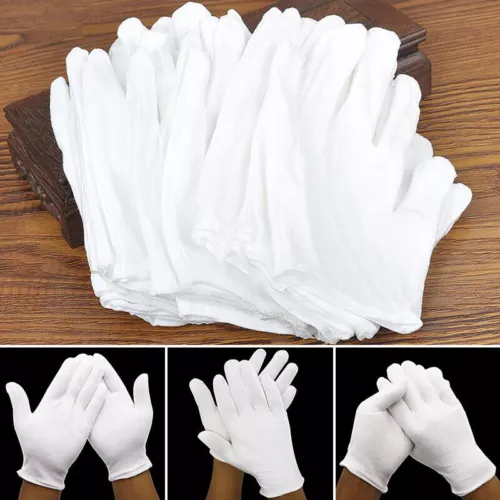 26 Teilige Weiße Baumwollhandschuhe Stoffhandschuhe Bequem und Atmungsaktiv DE - Bild 2 von 16