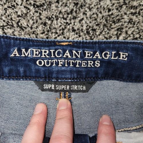 american eagle hi rise shortie 6 Super Super Stretch Darkwash 4" Inseam 9" Rise - Picture 3 of 7