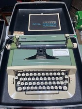 Vintage Royal Sabre Portable Typewriter Olive Green/Cream With Black Hard Case thumbnail