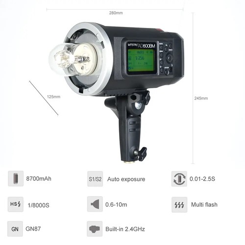 Godox AD600BM Bowens 600W GN87 HSS Flash 2.4G integrado Speedlite Flash - Imagen 9 de 15