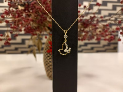 0.20 Ct Round Cut Simulated Diamond Flying Bird Pendant 14k Yellow Gold Plated