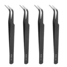 4Pcs Precision Tweezers Set ESD-15 Curved Anti-Static Craft Tweezers Kit