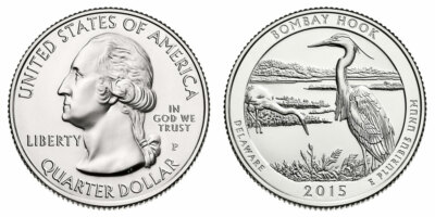 2015 P Bombay Hook National Wildlife Refuge Park Quarter 25c - Delaware (DE)