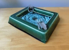 VINTAGE MID CENTURY MODERN CERAMIC SAFETY FLIPPER ASHTRAY