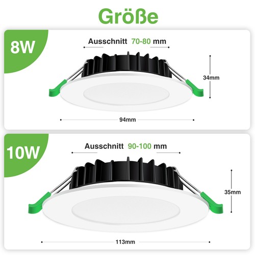 Foco empotrado LED 8W/10W CCT techo regulable luz puntual baño plano cocina - Imagen 7 de 20