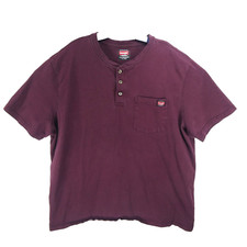 Wrangler Workwear Men's Red 2XL Short Sleeve 3 Button Pocket Henley Shirt