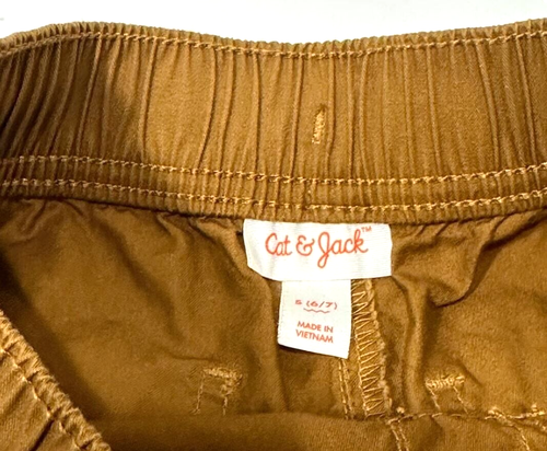 Boys' Relaxed 'At the Knee' Pull-On Cargo Shorts Brown - Cat & Jack S 6/7 - 第 3/6 張圖片
