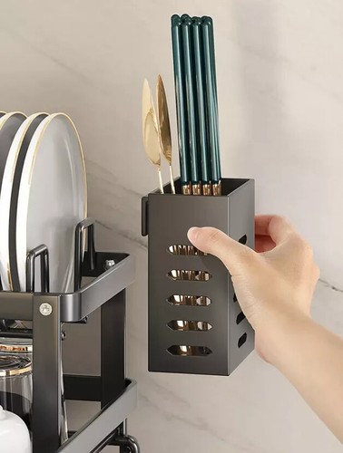 Scolapiatti 2 Livelli Porta Posate Porta Piatti Lavello Cucina con Gocciolatoio - Foto 7 di 12