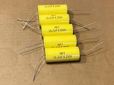 5 New 16 uF 250V Supertech MPT Film Audio Signal Crossover Capacitors (Qty)