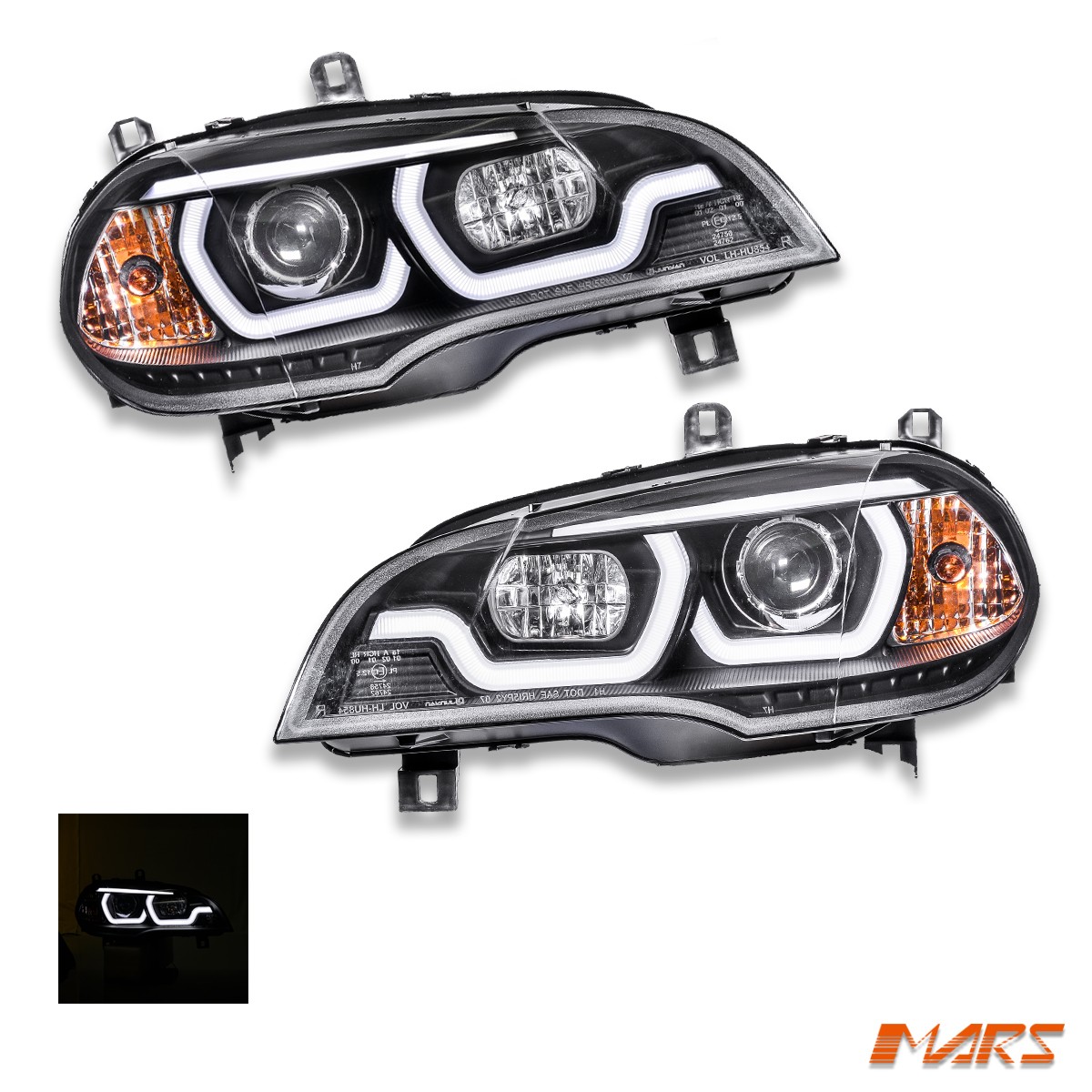 Black LED DRL projector Head Lights for BMW X5 E70 2007-2010
